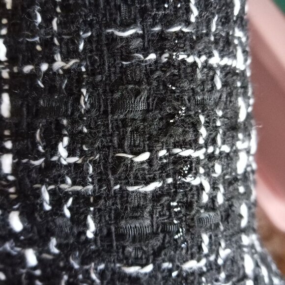 Tweed Black & White faux Wrap Skirt W/ Fringe sz XL  NWOT  /B17 - Picture 3 of 6